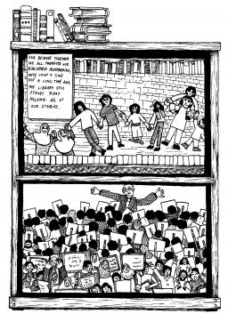 Cover of activity booklet showing Hands Around the Library Mural