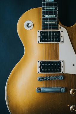 Closeup of an electric guitar by Mikkel Bech