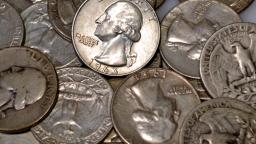 A pile of Washington eagle quarters